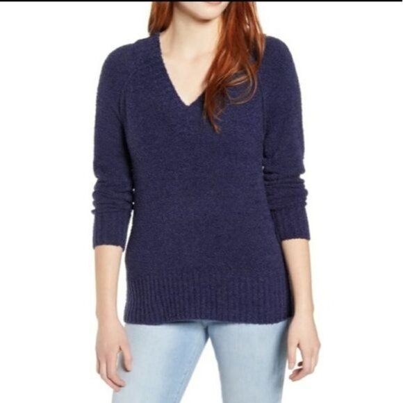 Caslon Plushy Double V-Neck Pullover Size XS - Picture 1 of 9